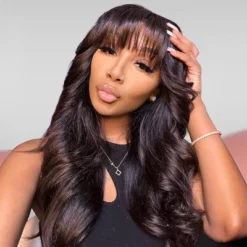 Jessie's Wig 16-26 Inch Body Wave Glueless Wig With Bangs 13x5 Pre Cut Lace Natural Color 1 Pc/Pack