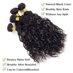 Jessie's Wig 12-16 Inch Normal Grade B Water Wave Human Hair Bundles 95g For Women Thin Hair Water Wave #1b Natural Black 1Pcs/Pack