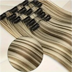 Wikineon Straight Clip In Hair Extensions 24inch Hair Extensions For Women 6PCS Long Soft Synthetic Natural Hairpieces