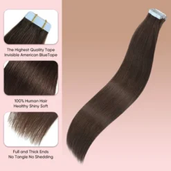 Jessie's Wig 16-26 Inch Tape In Hair Extensions 50g For Women Thin Hair Straight #2 Dark Brown 20 Pcs/Pack