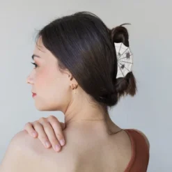 Unique Bargains Halloween Spiderweb Design Claw Clip Black White 1 Pc