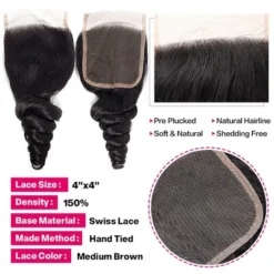 Jessie's Wig 12-20 Inch Lace Frontal Loose Wave 4x4 Lace Natural Black 1 Pc/Pack