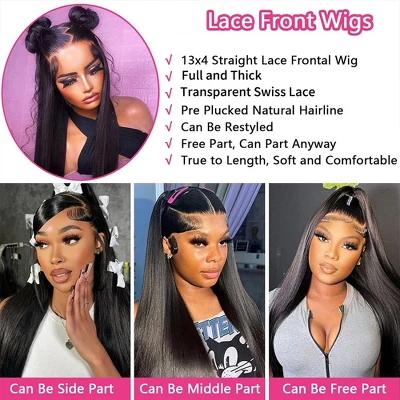 Jessie's Wig 20-38 Inch Straight Glueless Wig 13X4 Pre Cut Lace Natural Black 1 Pc/Pack 4 Jessie's Wig 20-38 Inch Straight Glueless Wig 13X4 Pre Cut Lace Natural Black 1 Pc/Pack - Image 2