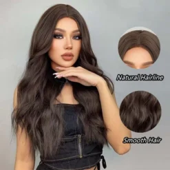 Jessie's Wig Versatile Wig For Women Long Curly Wig Wear And Go Resistant Synthetic Wig For Daily Brown Color