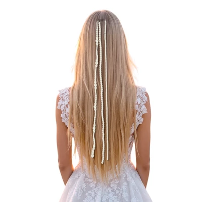 Unique Bargains Women's Fashion Faux Pearl Braided Hair Chain White 1 Pc 3 Unique Bargains Women's Fashion Faux Pearl Braided Hair Chain White 1 Pc