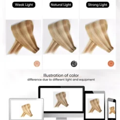 Jessie's Wig 16-26 Inch Tape In Hair Extensions 50g For Women Thin Hair Straight #12P613 Light Brown With Bleach Blonde 20 Pcs/Pack