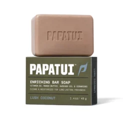 Papatui Men's Exfoliating And Hydrating Sulfate-Free Mango Butter, Avocado Oil And Ceramides Mini Bar Soap - Lush Coconut - 1.4oz