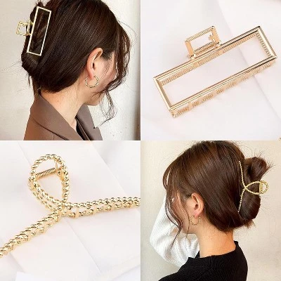 3 PCS Metal Large Claw Clips For Thick Heavy Hair, Strong Hold Big Non-Slip Hair Catch Barrette 4 3 PCS Metal Large Claw Clips For Thick Heavy Hair, Strong Hold Big Non-Slip Hair Catch Barrette - Image 2