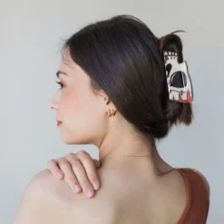 Unique Bargains Women's Halloween Skeleton Claw Clip Black Red 1 Pc