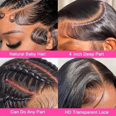 Jessie's Wig 20-38 Inch Straight Glueless Wig 13X4 Pre Cut Lace Natural Black 1 Pc/Pack 6 Jessie's Wig 20-38 Inch Straight Glueless Wig 13X4 Pre Cut Lace Natural Black 1 Pc/Pack - Image 4