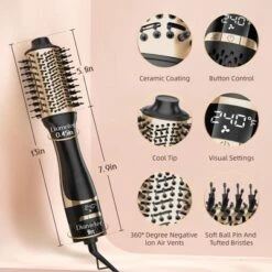 NICEBAY Hair Dryer Brush Blow Dryer Brush In One, Hot Hair Brush Styler Volumizer Oval Titanium Barrel, Hot Air Straightener For Smooth Frizz-Free