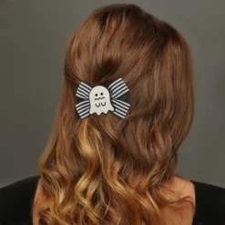 Unique Bargains Women's Halloween Double Bow Pattern Duckbill Clip 1 Pair